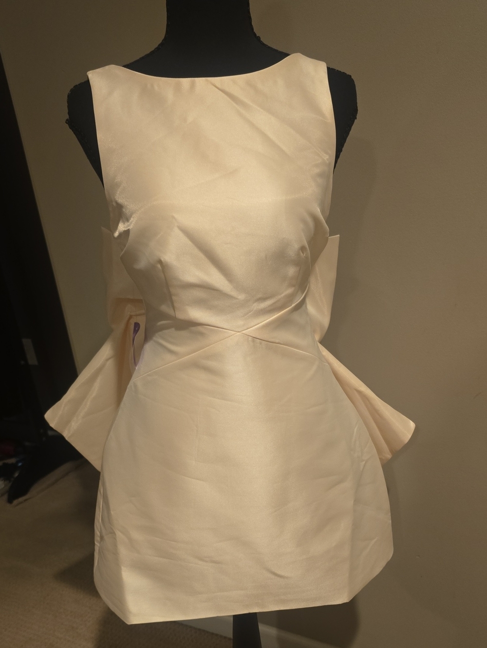 Windsor Cream Satin Mini Dress with Peplum Detail